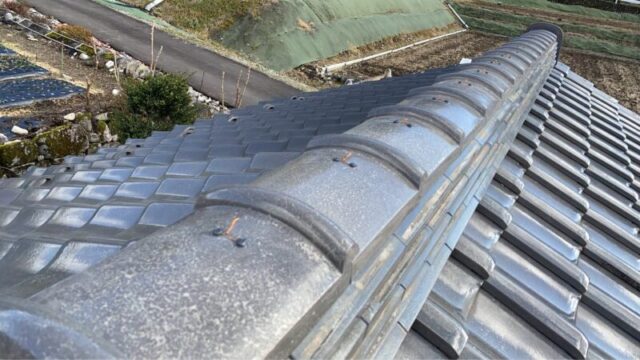 岐阜市にて築40年倉庫の瓦葺き替え〈解体家屋の瓦を再利用〉 施工後